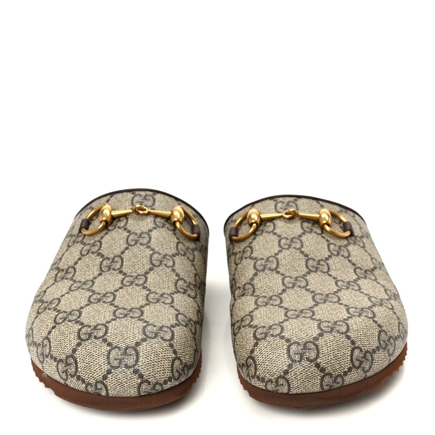 Gucci GG Supreme Monogram Miro Soft Calfskin Womens Horsebit Slippers 38 Beige Ebony New Acero 3 of 10