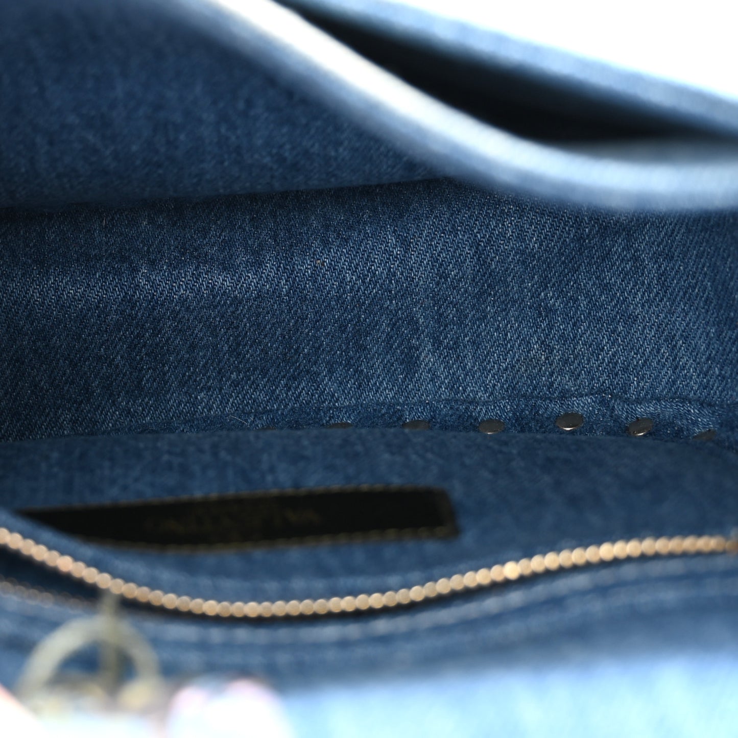 Denim Butterfly Embroidered Rockstud Shoulder Flap Messenger Bag Light Denim