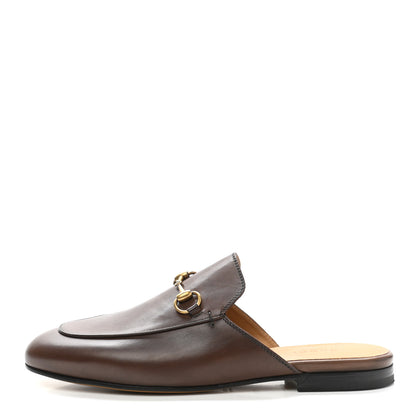 Gucci Calfskin Womens Princetown Slippers 37.5 Brown 1 of 10