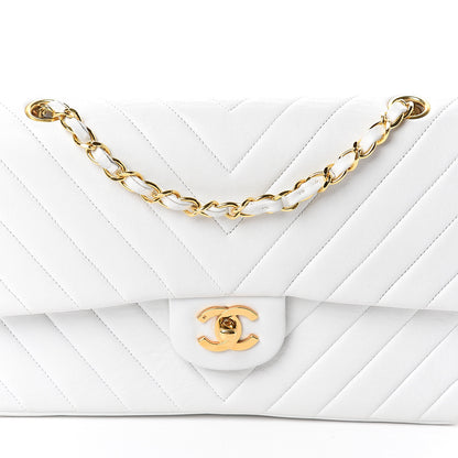 Chanel Calfskin Chevron Quilted Medium Double Flap White 8 of 10