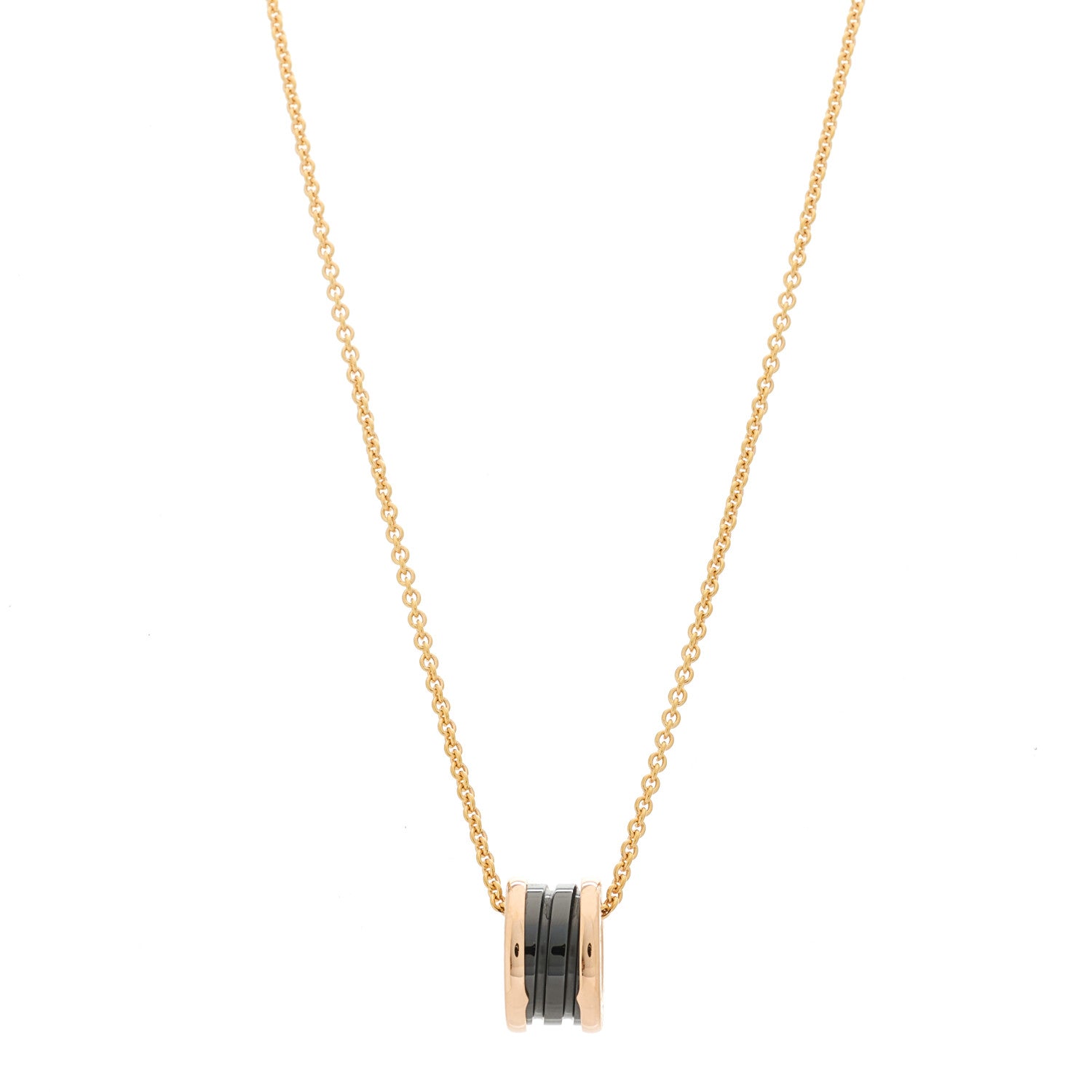 Bulgari 18K Rose Gold Black Ceramic B.Zero1 Pendant Necklace 1 of 7