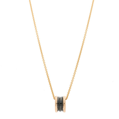Bulgari 18K Rose Gold Black Ceramic B.Zero1 Pendant Necklace 1 of 7