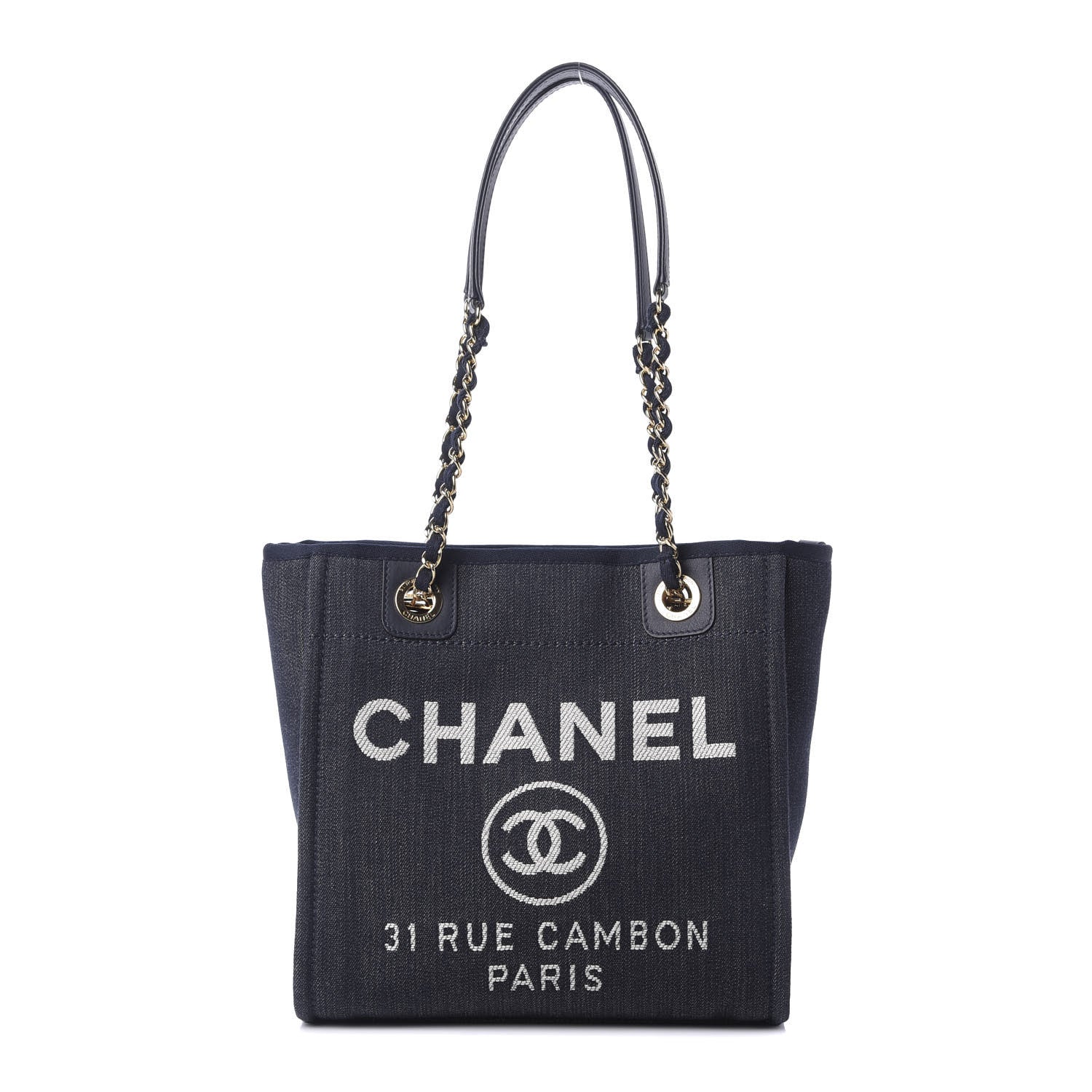Chanel Denim Mini Deauville Tote Dark Blue 1 of 9