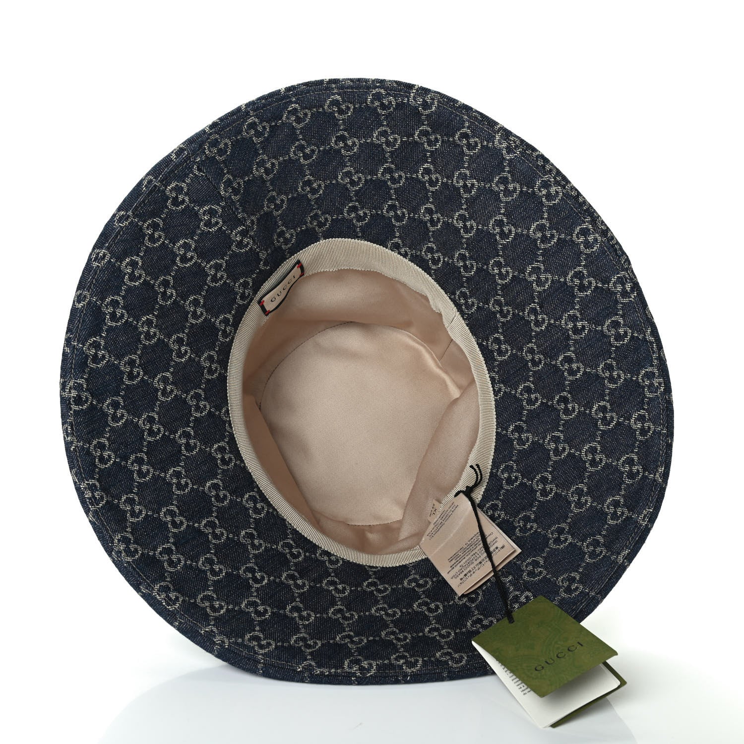 Gucci Eco Washed Denim GG Monogram Brim Hat XL Blue Ivory 4 of 4