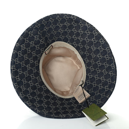 Gucci Eco Washed Denim GG Monogram Brim Hat XL Blue Ivory 4 of 4