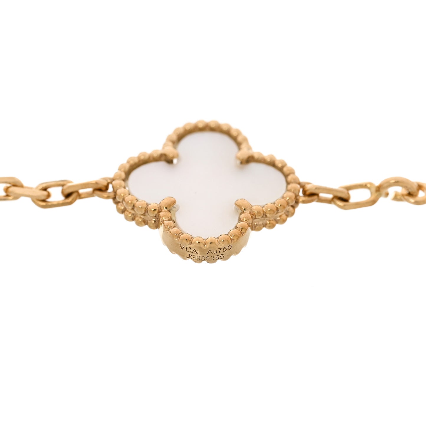 18K Yellow Gold Mother of Pearl 5 Motifs Vintage Alhambra Bracelet