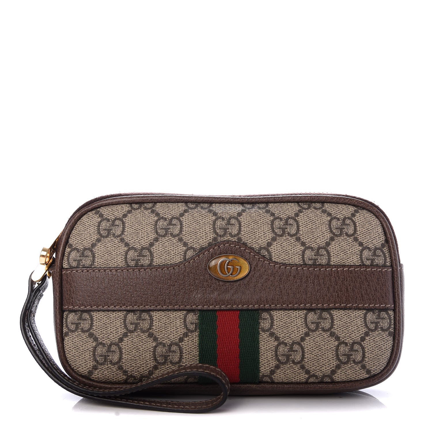 Gucci GG Supreme Monogram Ophidia Phone Case Wristlet Brown 1 of 7