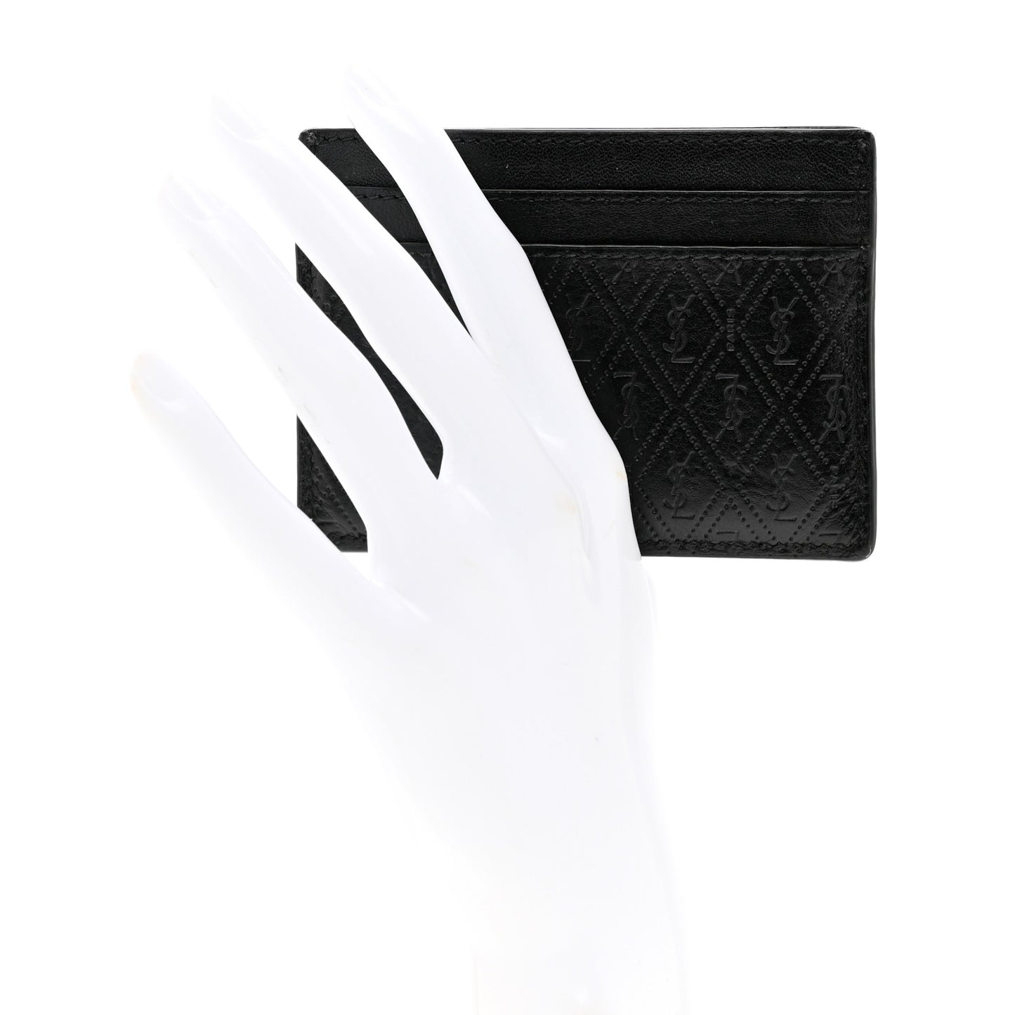 Monogram Embossed Card Case Black