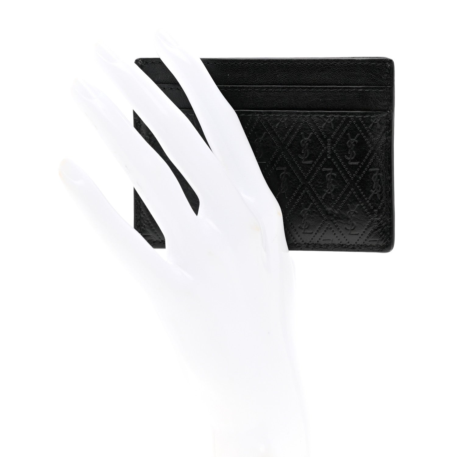 Saint Laurent Monogram Embossed Card Case Black 2 of 9
