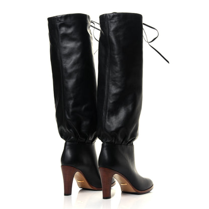 Gucci Deauville Calfskin Cinched Knee High Boots 36.5 Black 4 of 7