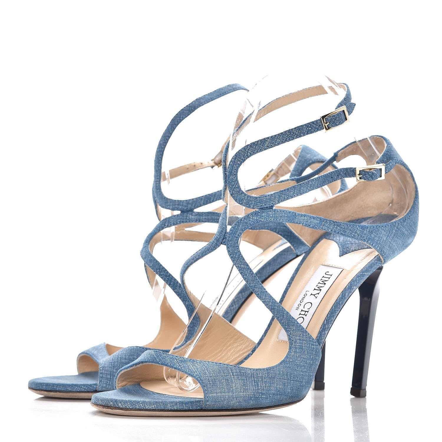 Jimmy Choo Denim Lang Sandals 38.5 Blue 3 of 15