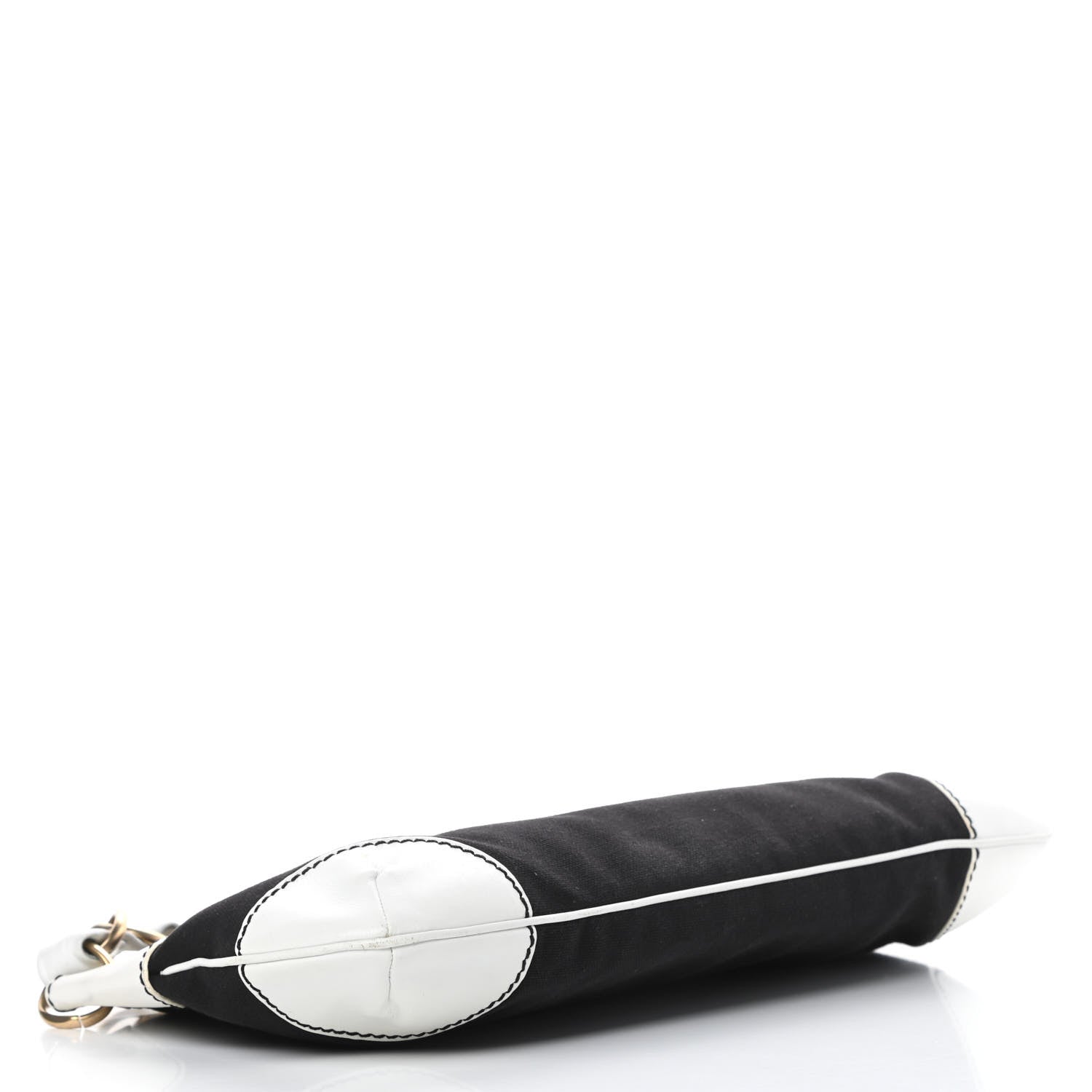 Chanel Lambskin Canvas CC Small Olsen Chain Shoulder Bag White Black 4 of 12