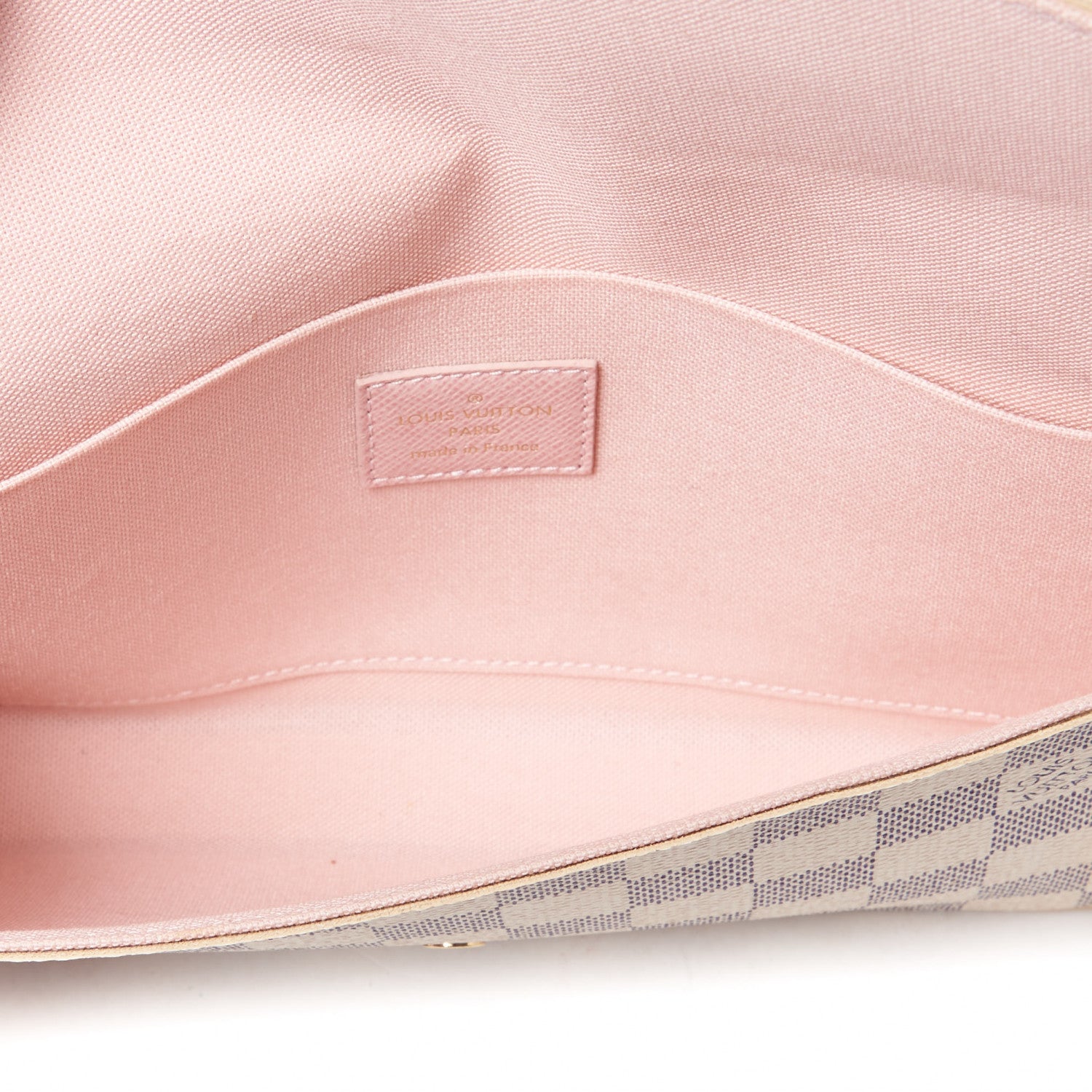 Louis Vuitton Damier Azur Pochette Felicie Chain Wallet Rose Ballerine 6 of 8
