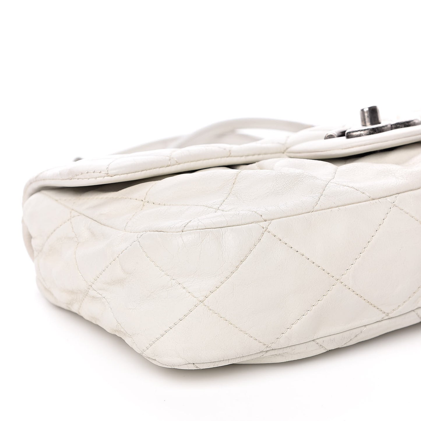 Calfskin Quilted East West Flap White