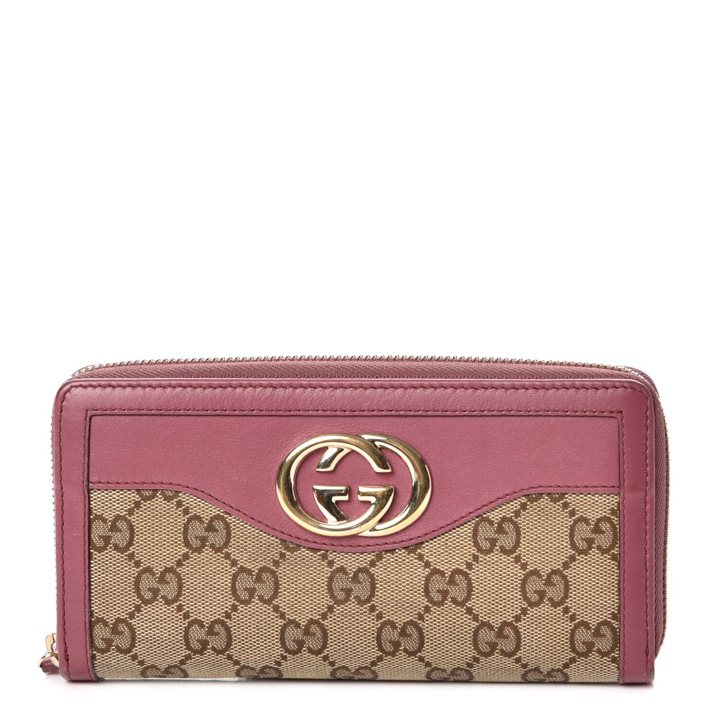 Monogram Margaux Calfskin Sukey Zip Around Wallet Beige Ebony Vintage Rose