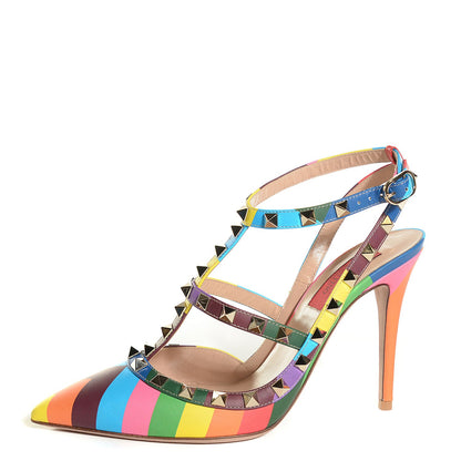 Valentino Garavani Calfskin 1973 Rockstud Ankle Strap 100mm Pumps 37.5 Multicolor 1 of 7