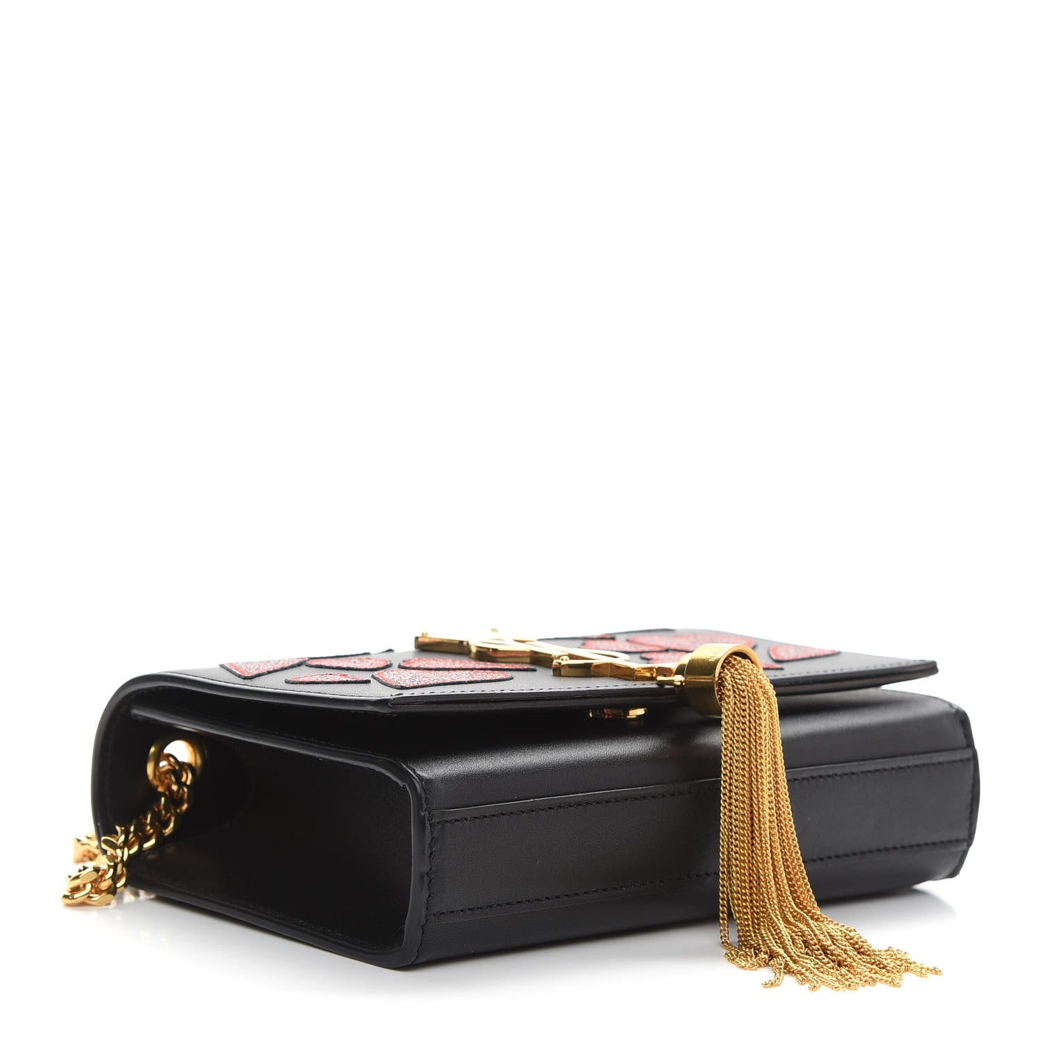 Saint Laurent Calfskin Small Monogram Kate Tassel Heart Satchel Black Rouge 4 of 8