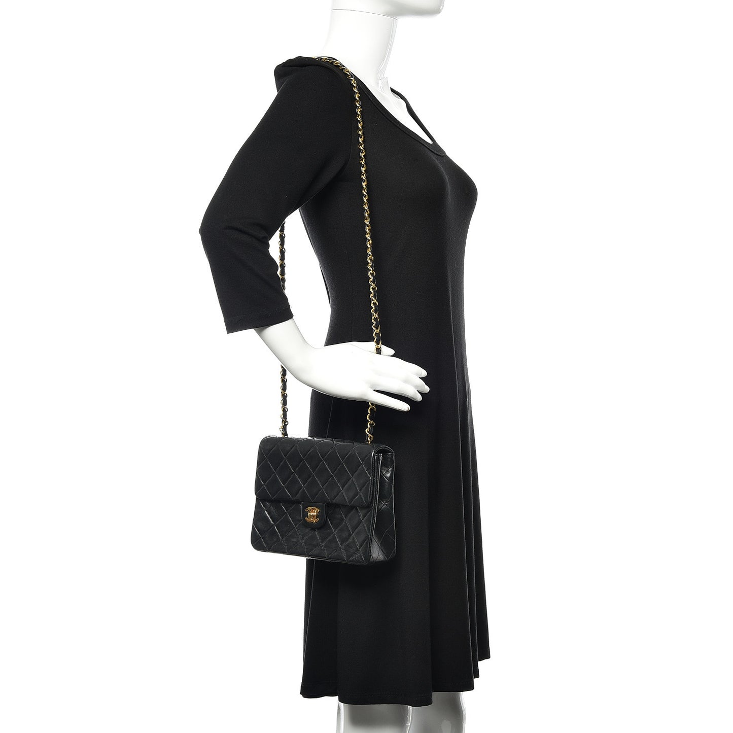 Lambskin Quilted Mini Square Flap Bag Black