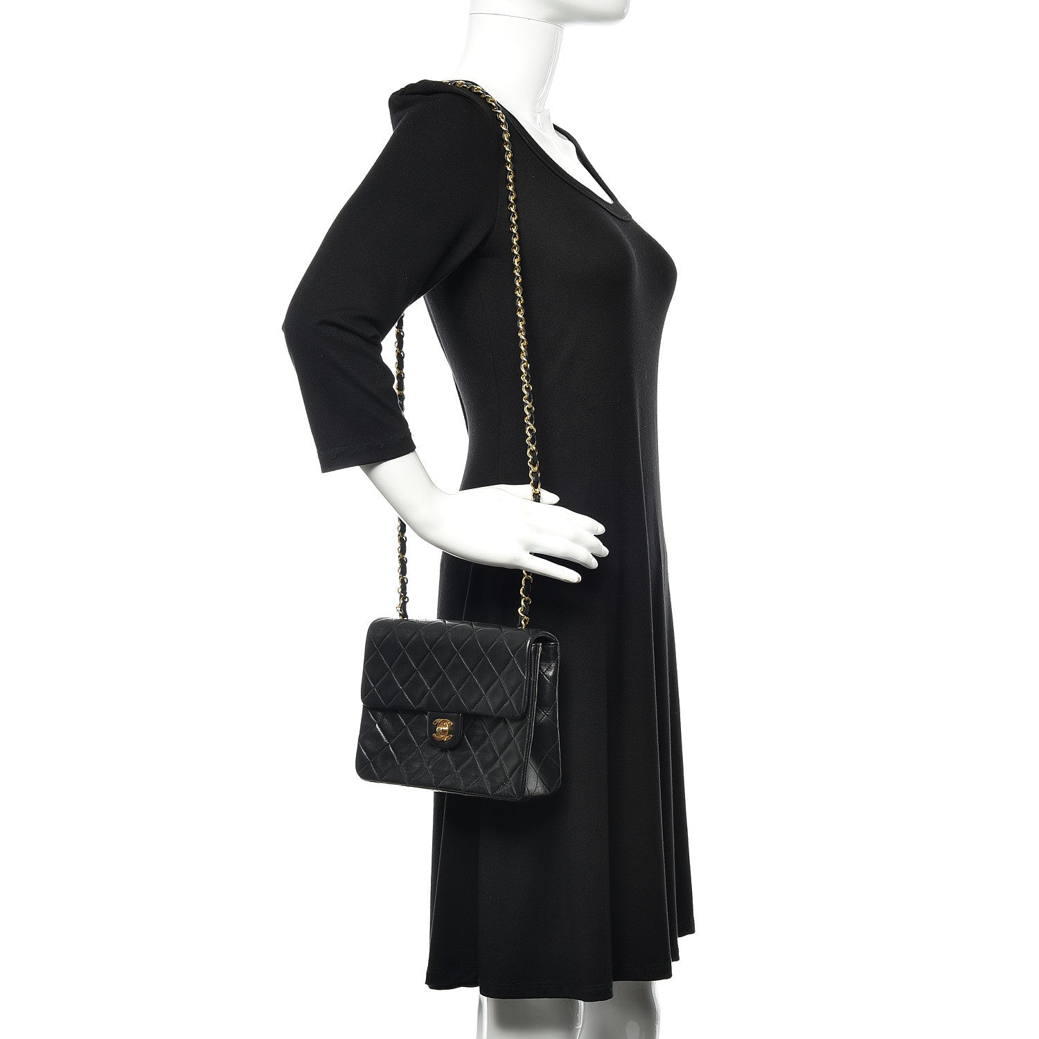 Chanel Lambskin Quilted Mini Square Flap Bag Black 2 of 13