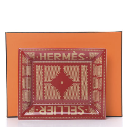Hermes Porcelain Sellier Change Tray Rouge Or 5 of 5