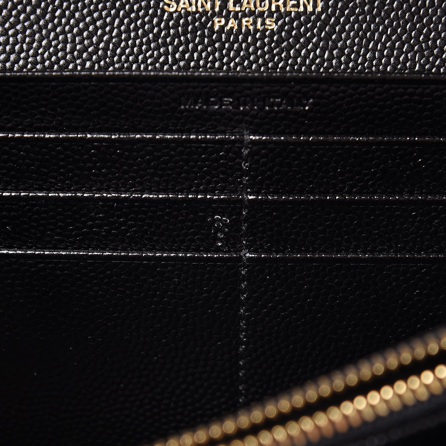 Saint Laurent Grain De Poudre Matelasse Chevron Monogram Flap Wallet Black 9 of 12