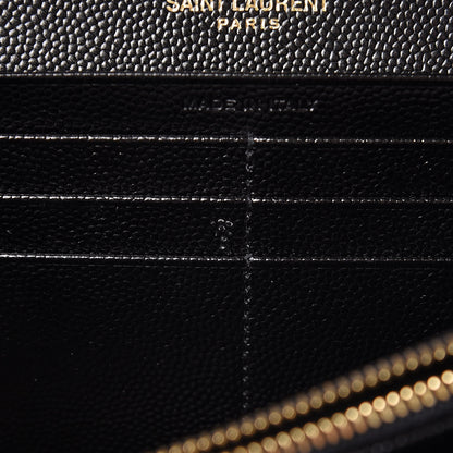 Saint Laurent Grain De Poudre Matelasse Chevron Monogram Flap Wallet Black 9 of 12