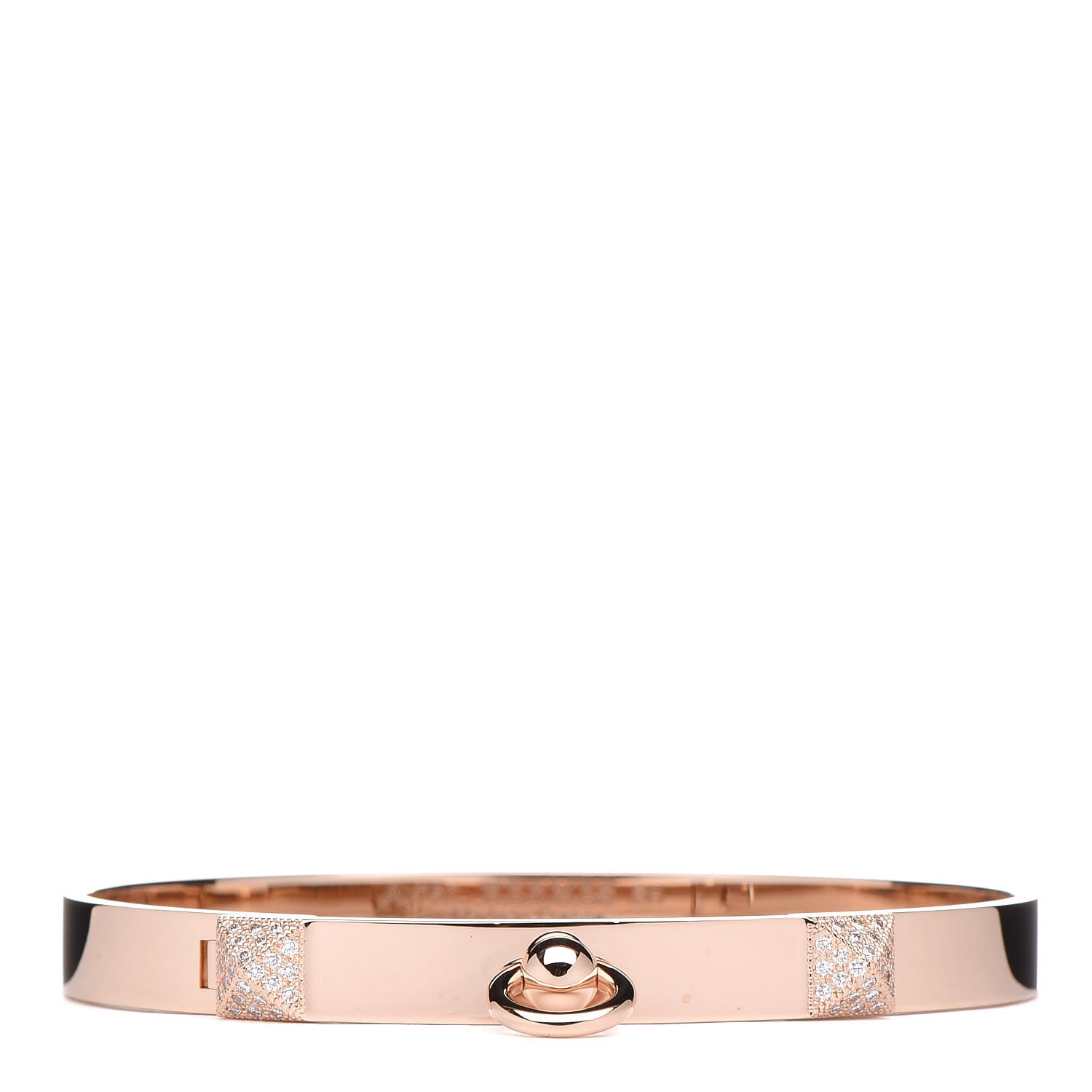 Hermes 18K Rose Gold Diamond PM Collier De Chien Bracelet SH 1 of 4