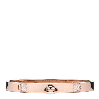 Hermes 18K Rose Gold Diamond PM Collier De Chien Bracelet SH 1 of 4
