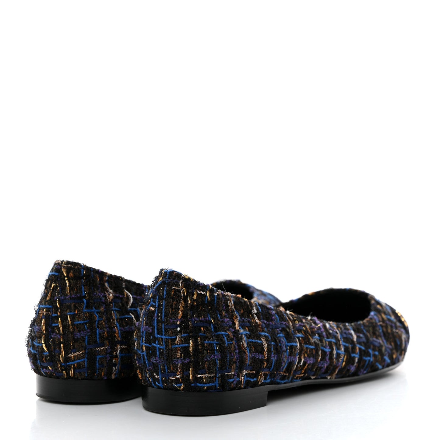 Tweed Cap Toe Ballerina Flats 37 Blue Black