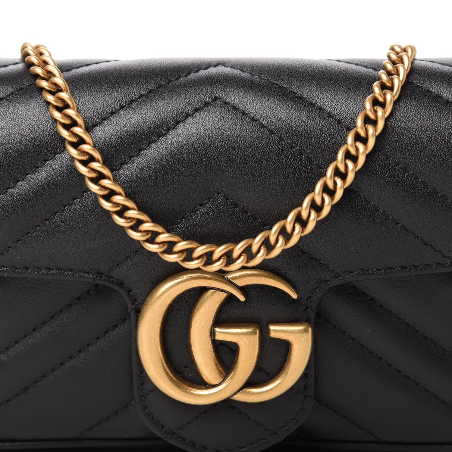 Gucci Calfskin Matelasse Super Mini GG Marmont Shoulder Bag Black 10 of 11