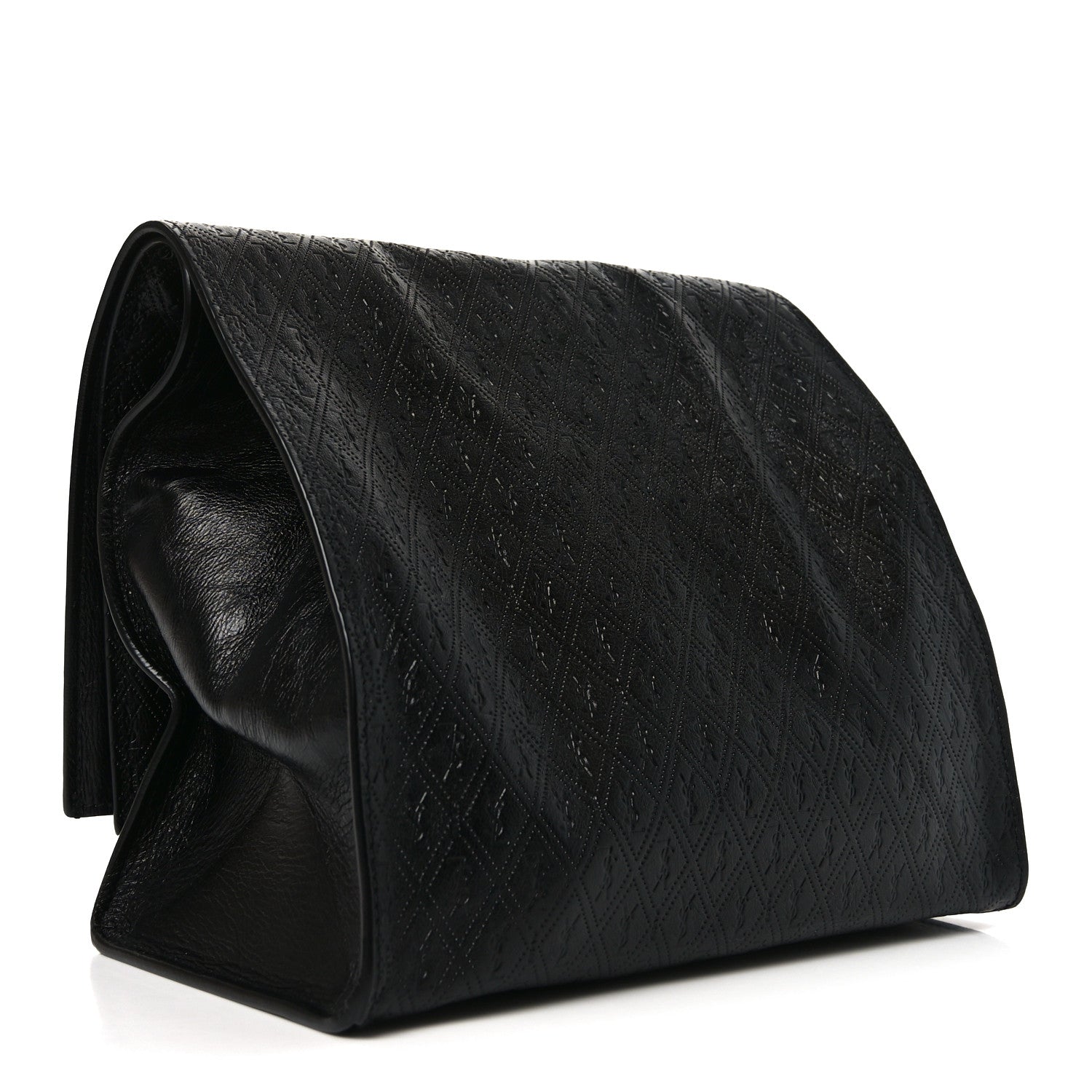 Saint Laurent Calfskin Monogram Deli Paper Bag Vintage Black 4 of 10