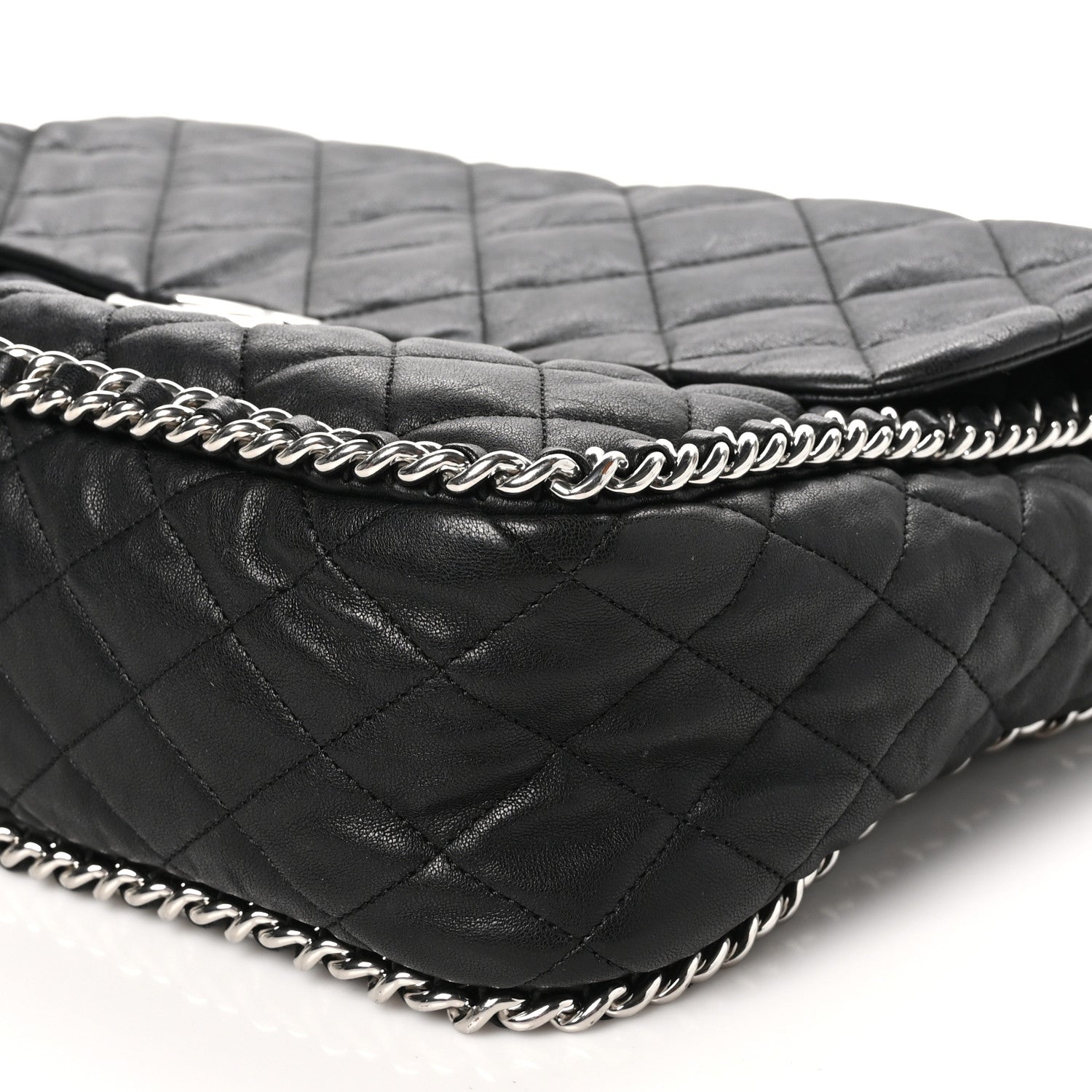 Chanel Washed Lambskin Quilted Maxi Chain Around Flap Black 10 of 10