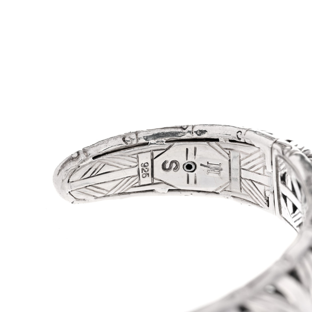 John Hardy Sterling Silver Bamboo Basketweave Hinged Cuff Bracelet 3 of 4