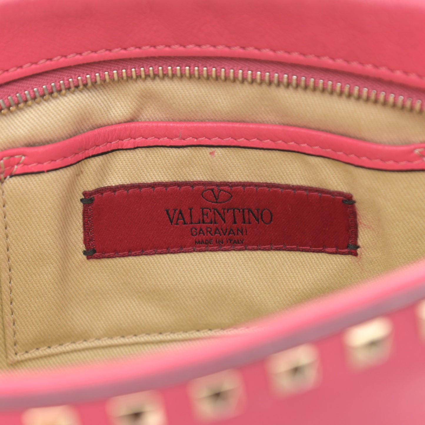 Calfskin Rockstud Camera Crossbody Bag Deep Rose