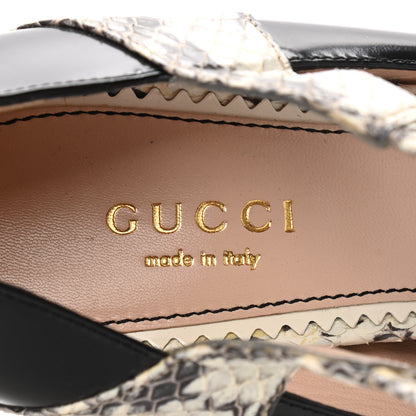 Gucci Polished Calfskin Elaphe Nimue Bow Mary Jane Pumps 35 Black Roccia 7 of 8