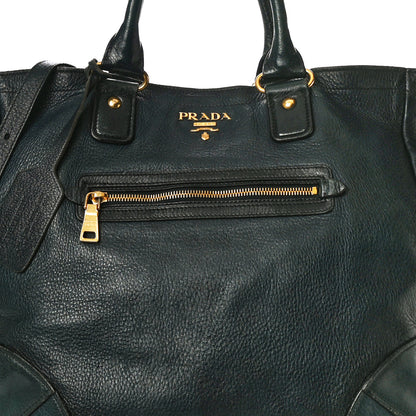 Prada Vitello Daino Shopping Tote Blue 7 of 19