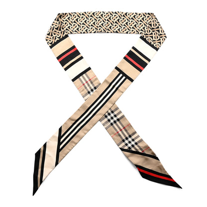 Burberry Silk Montage Print Skinny Scarf Archive Beige 1 of 3