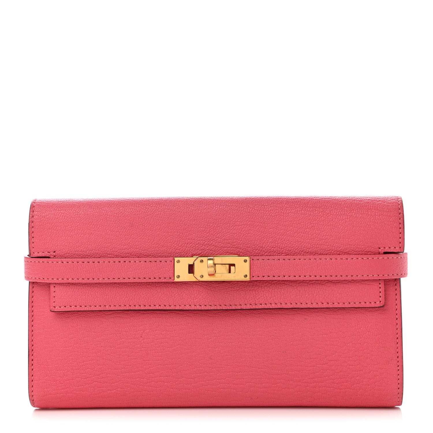 Hermes Chevre Mysore Kelly Longue Wallet Rose Lipstick 1 of 11