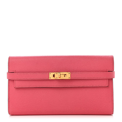 Hermes Chevre Mysore Kelly Longue Wallet Rose Lipstick 1 of 11