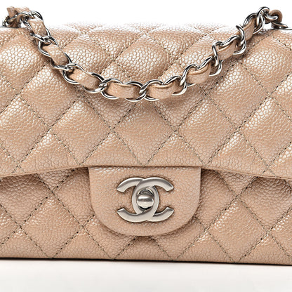 Chanel Pearly Caviar Quilted Mini Rectangular Flap Beige 10 of 12