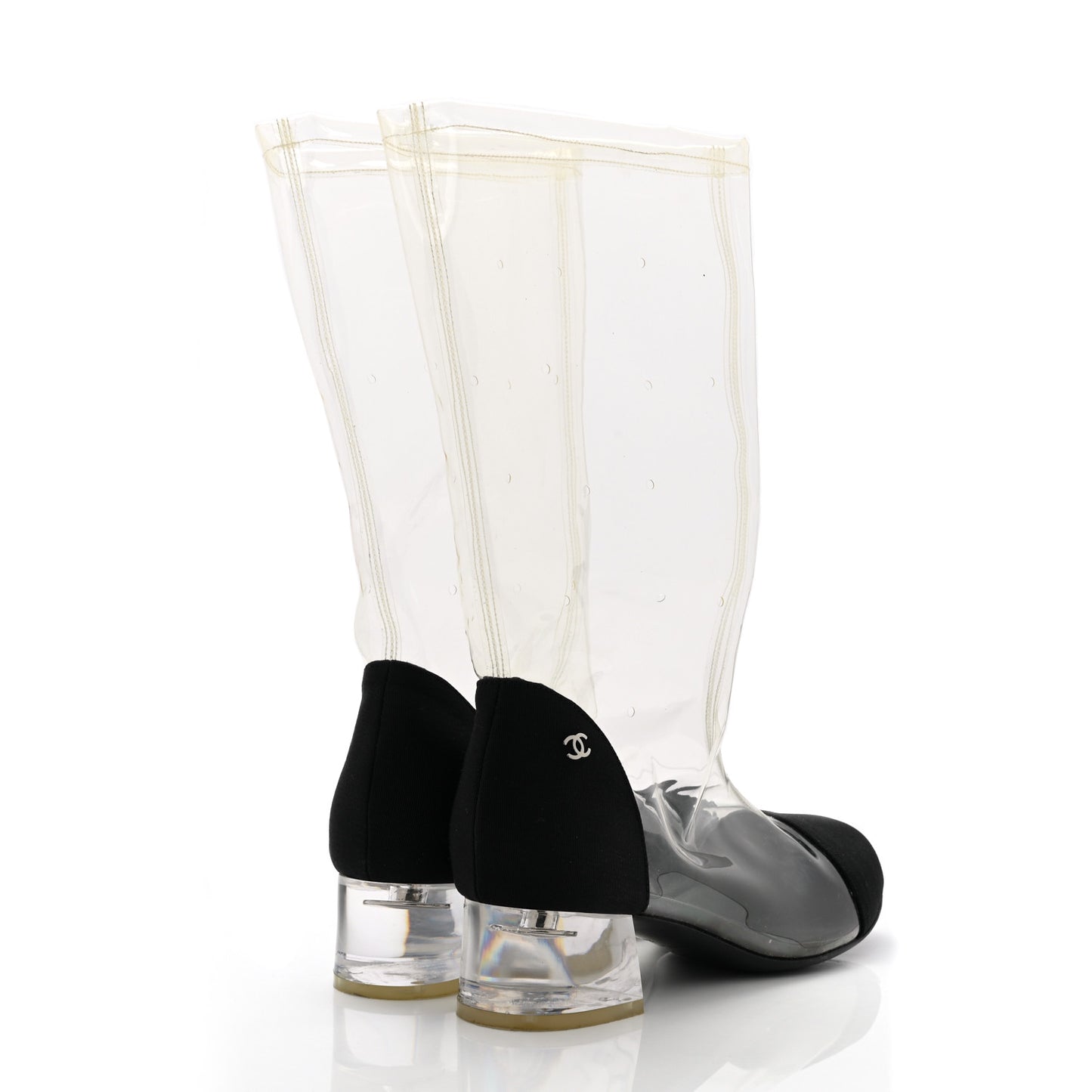 PVC Grosgrain High Boots 36 Transparent Black