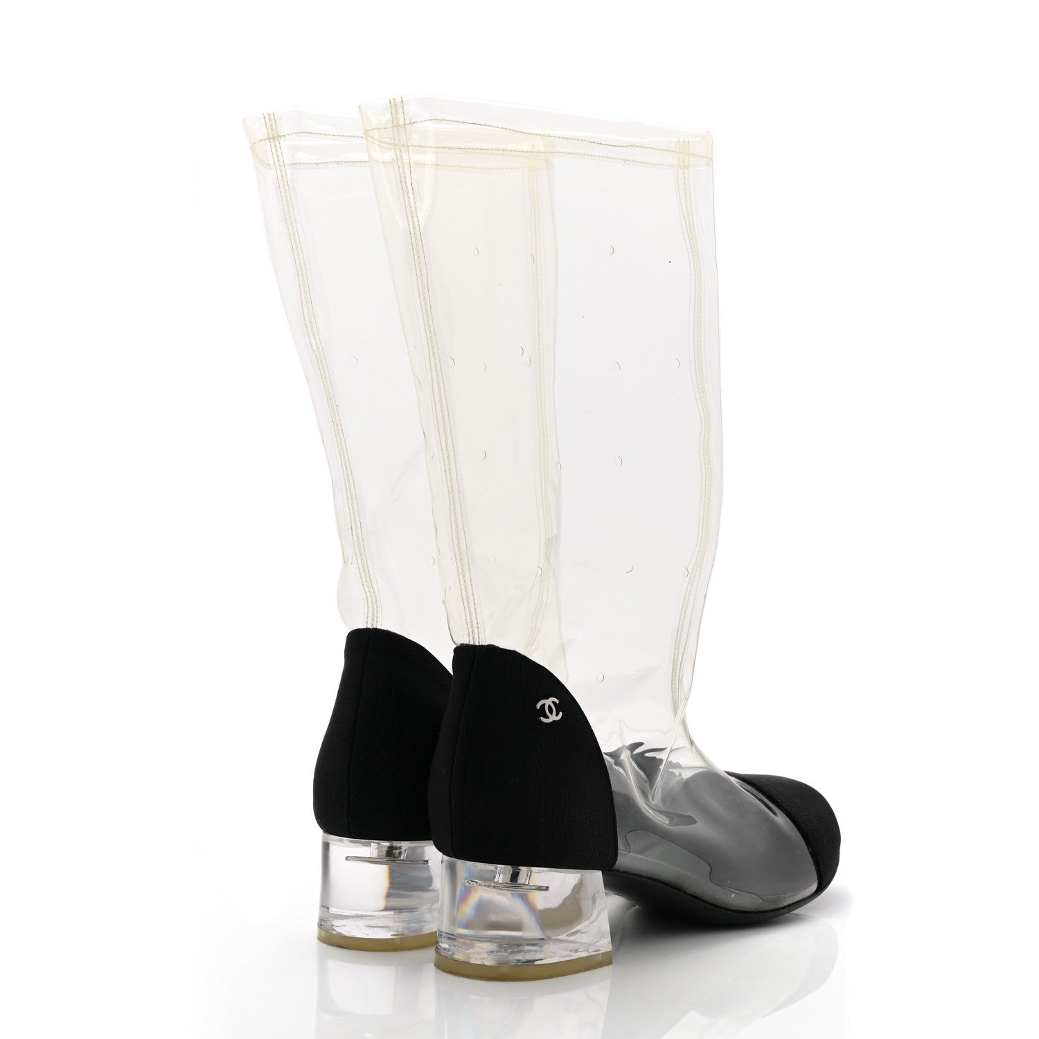Chanel PVC Grosgrain High Boots 36 Transparent Black 4 of 7