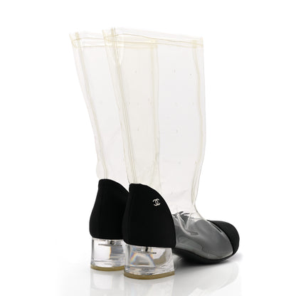 Chanel PVC Grosgrain High Boots 36 Transparent Black 4 of 7