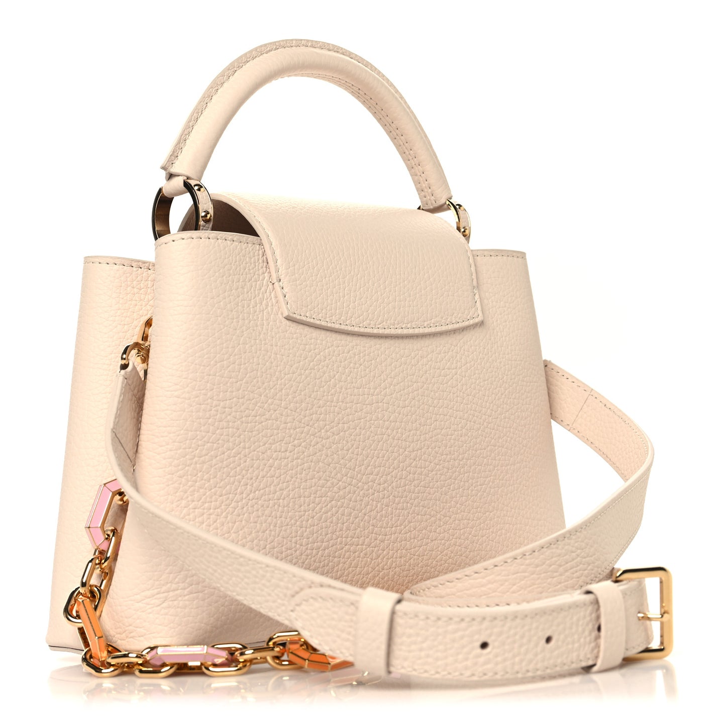 Taurillon Enamel Chain Capucines BB Quartz