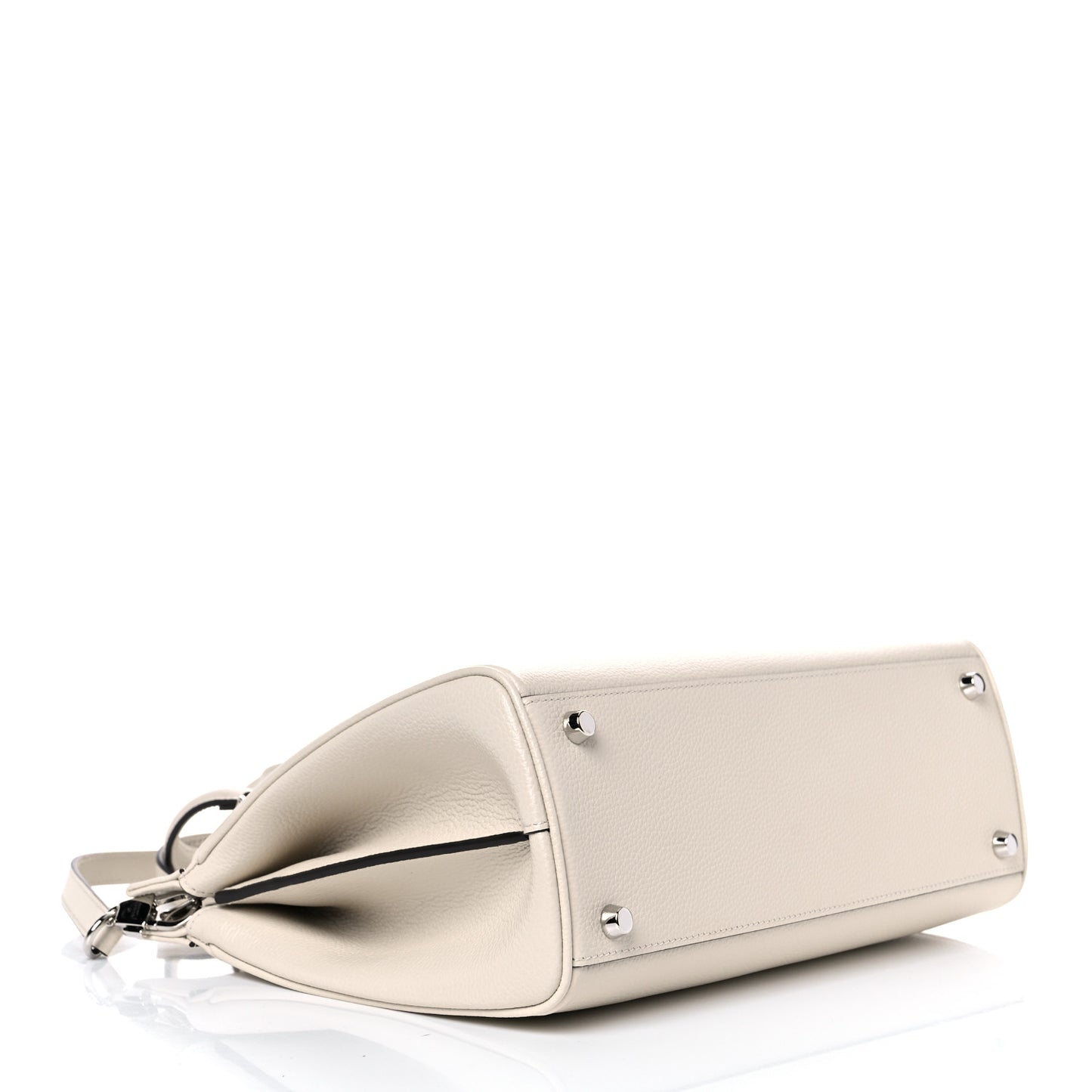 Grainy Calfskin Small Zumi Top Handle Bag Mystic White