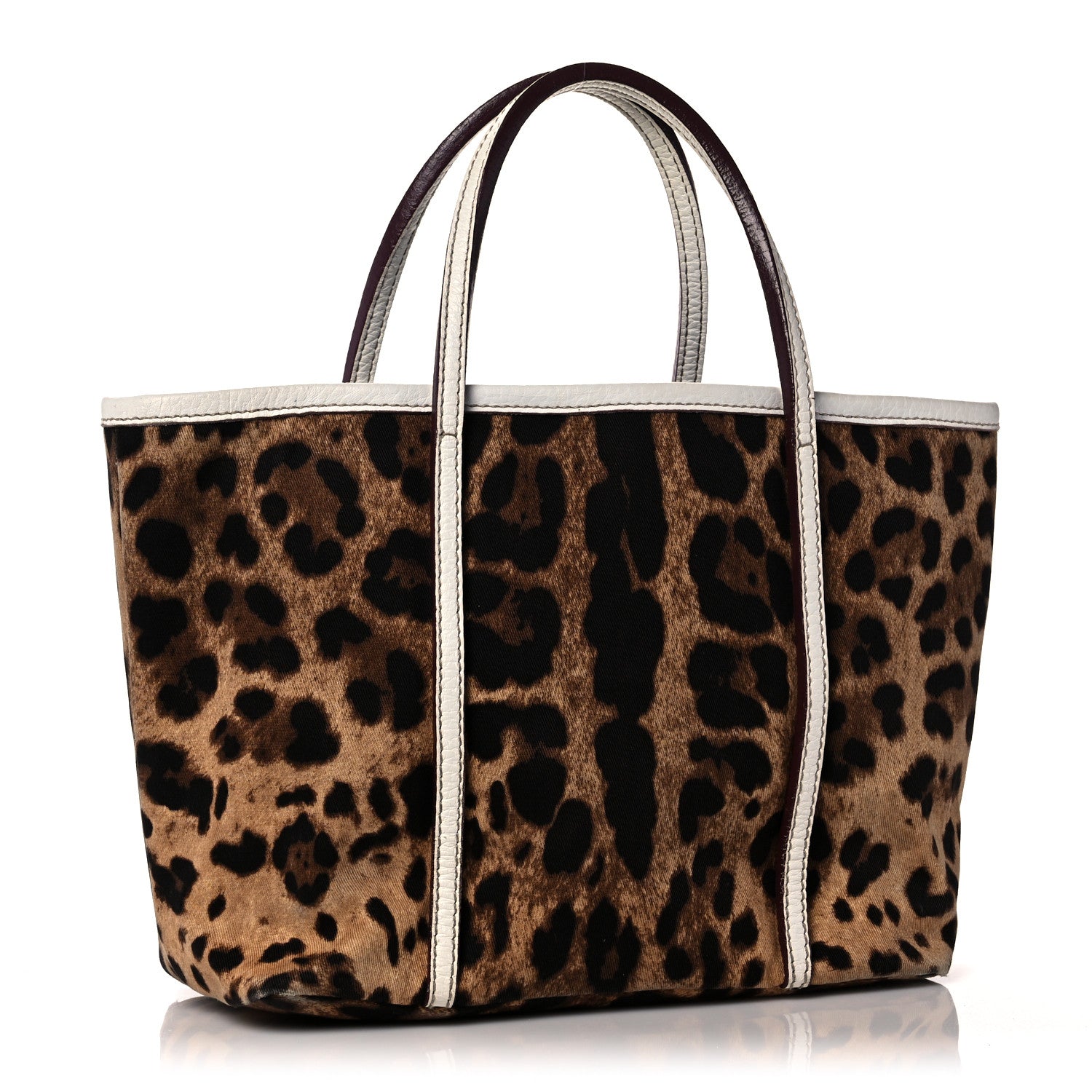 Dolce & Gabbana Canvas Leopard Print Medium Tote White 2 of 11
