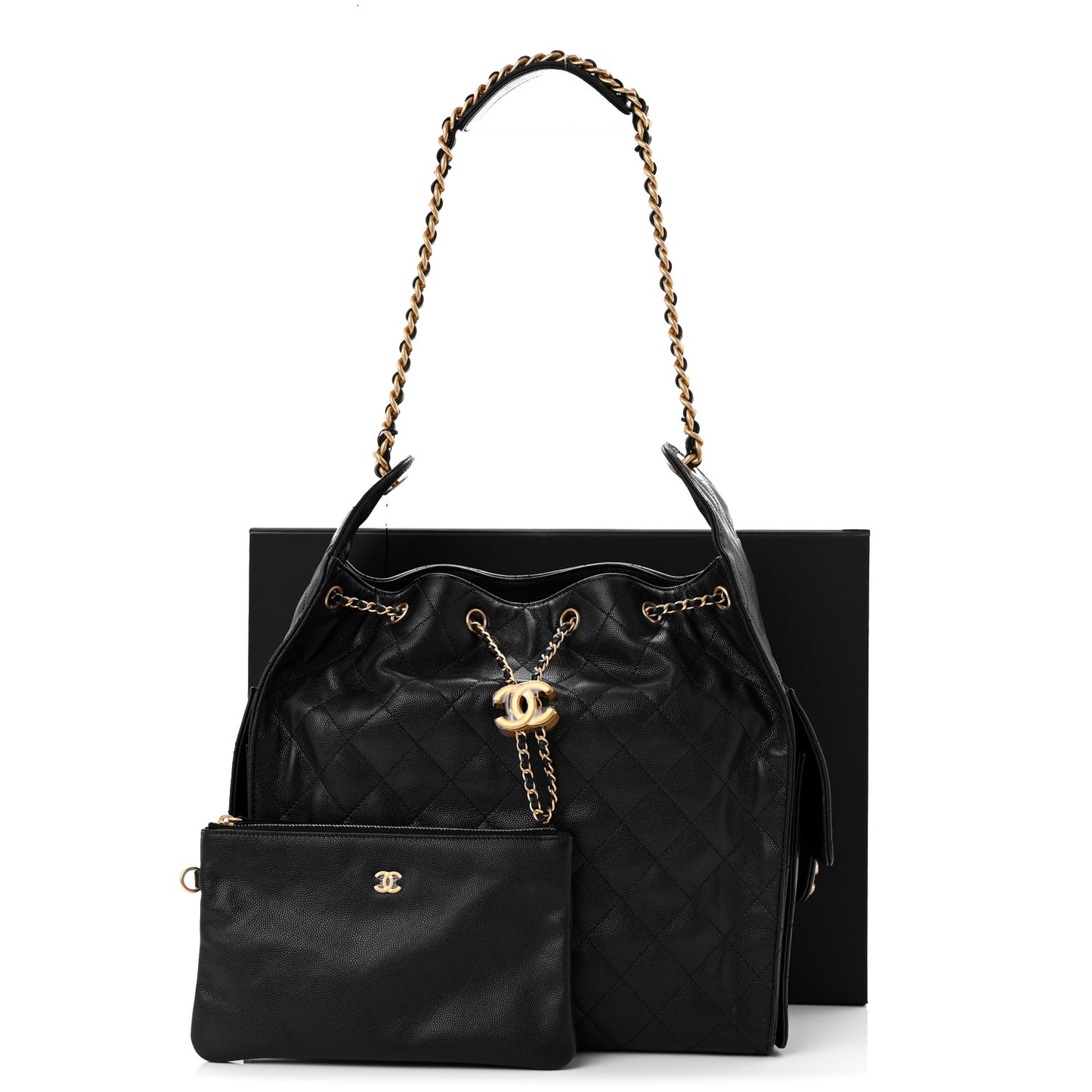 Caviar Quilted Medium Chanel 25 Handbag Black