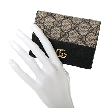 Gucci Dollar Calfskin GG Supreme Monogram GG Marmont Card Case Black Beige Ebony 2 of 7