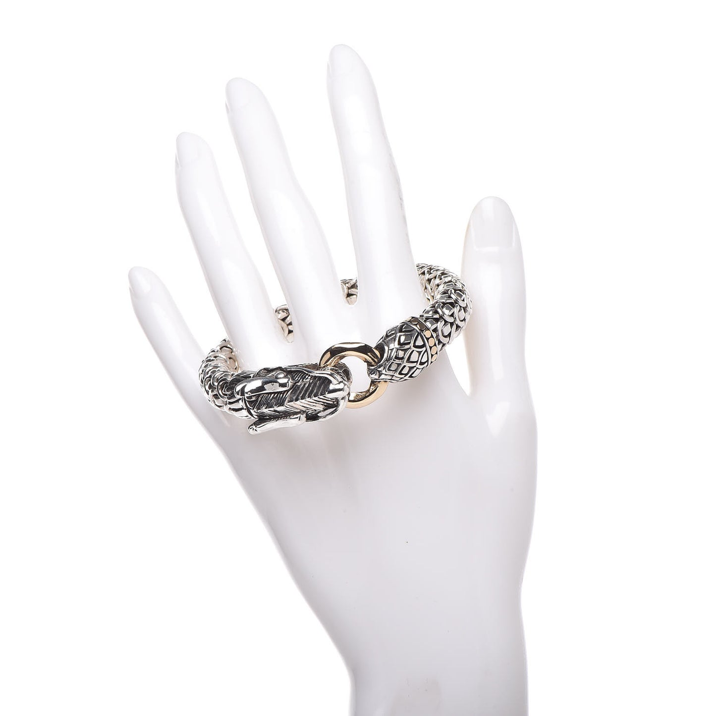 Sterling Silver 18K Yellow Gold 10mm Naga Station Bracelet