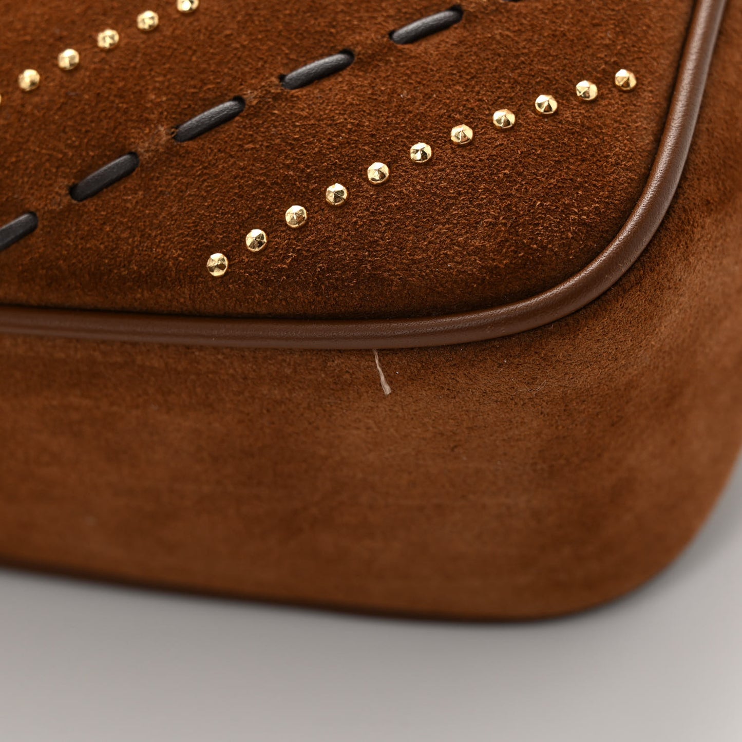 Suede Studded Woven Monogram Lou Camera Bag Cinnamon
